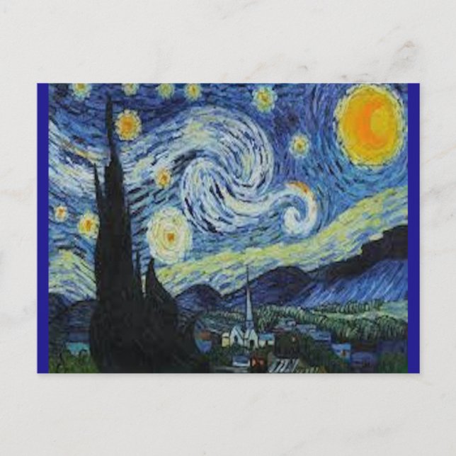 Cartão Postal Starry Night por Van Gogh (Frente)