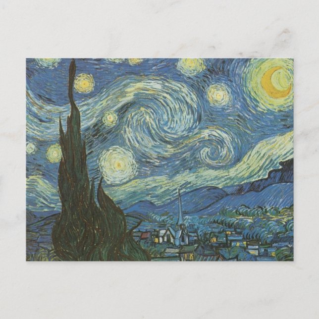 Cartão Postal Starry Night por Vincent Van Gogh (Frente)