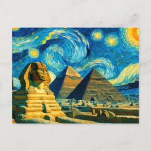 Cartão Postal Starry Night Pyramids Sphinx Egito