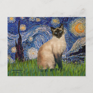 Cartão Postal Starry Night - Seal Point Gato Siamês
