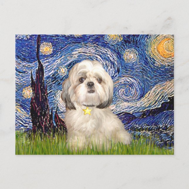 Cartão Postal Starry Night - Shih Tzu (Y) (Frente)
