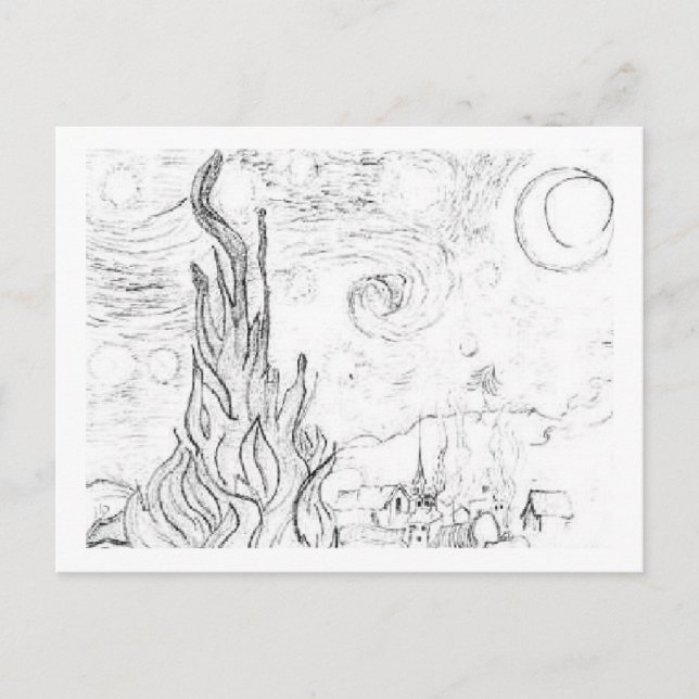 Cartão Postal Starry Night Sketch (Frente)