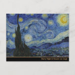 Cartão Postal Starry Night & Van Gogh /famosa arte de vintage<br><div class="desc">Cartões postais (Belas Artes): Mundo dos famosos trabalhos de arte de colheita holandeses - "A Noite Estrelada" & Vincent van Gogh é um óleo na canvas pintada em junho de 1889, ela descreve a visão da janela voltada para leste do seu quarto de asilo em Santo-Rémy-de-Provence, pouco antes do nascer...</div>