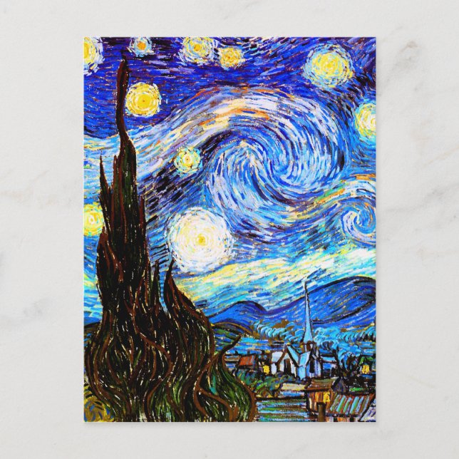 Cartão Postal Starry Night Van Gogh Fine Art (Frente)
