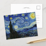 Cartão Postal Starry Night | Vincent Van Gogh<br><div class="desc">Starry Night (1889),  pelo artista holandês Vincent Van Gogh. A obra de arte original é um óleo na canvas que representa um céu noturno vigoroso e impressionista postado em tons modesta de azul e amarelo. Use as ferramentas de design para adicionar texto personalizado ou personalizar a imagem.</div>
