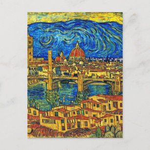 Cartão Postal Starry Starry Night Florence Itália