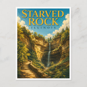 Cartão Postal Starved Rock Illinois Wildcat Canyon GeoSaga