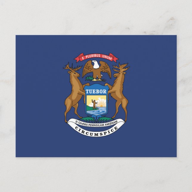 Cartão Postal State Flag of Michigan, EUA (Frente)