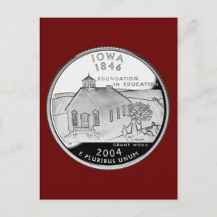 Cartão Postal State Quarter of Iowa Reverse Side Faux