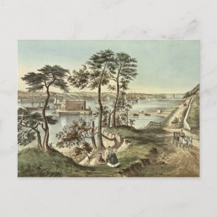 Cartão Postal Staten Island e os estreitos de Fort Hamilton