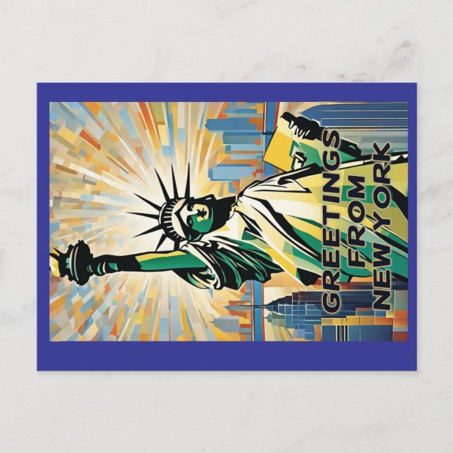 Cartão Postal Statue of Liberty Greeting (Frente)