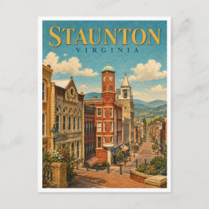 Cartão Postal Staunton Virginia Centro Histórico GeoSaga