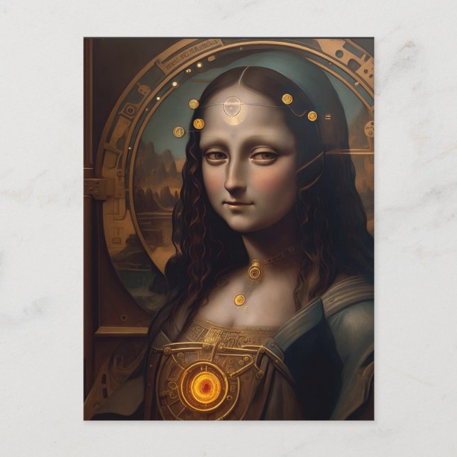 Cartão Postal Steam Punk Mona Lisa (Frente)