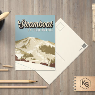 Cartão Postal Steamboat Ski Area Winter Colorado Vintage