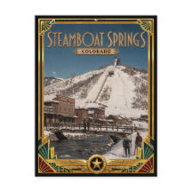 Steamboat Springs Colorado Arte Vintage Deco Doura