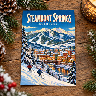 Cartão Postal Steamboat Springs Colorado Esqui Viagem Vintage