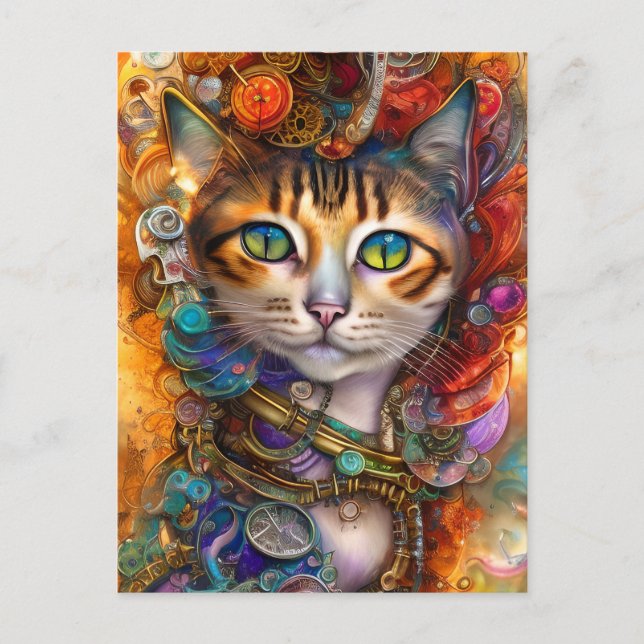 Cartão Postal Steampunk Cat  (Frente)