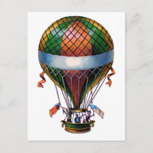 Cartão postal steampunk de Balão de ar quente anti
