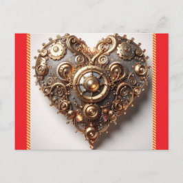 Cartão Postal Steampunk Elegant Clockwork Gear Heart