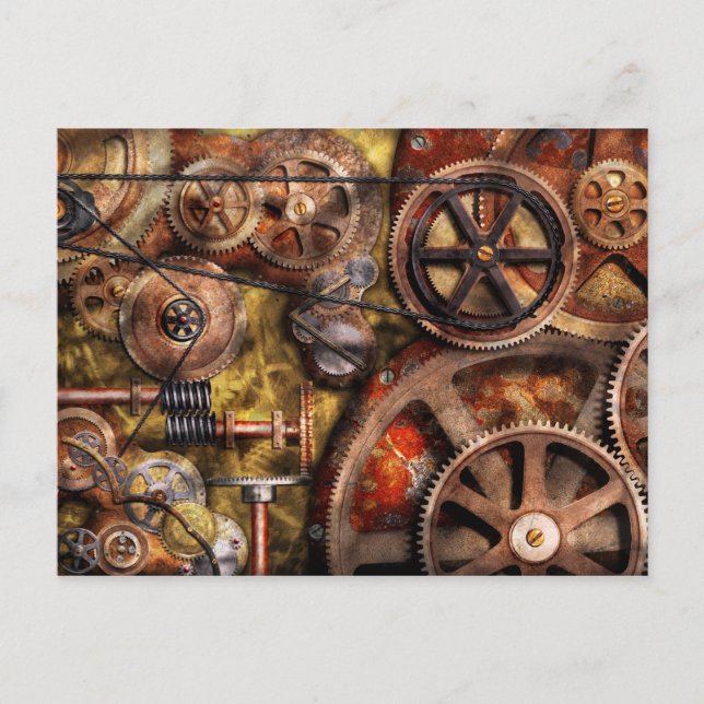 Cartão Postal Steampunk - Engrenagens - Funcionamento Interno (Frente)