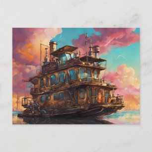 Cartão Postal Steampunk Houseboat