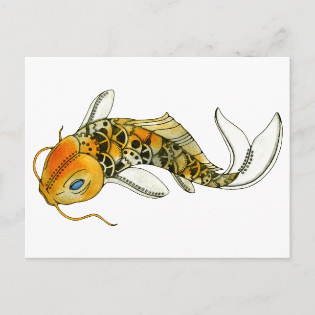 Cartão Postal Steampunk Koi (Frente)