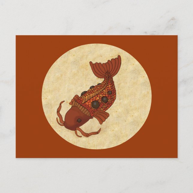 Cartão Postal Steampunk Koi (Frente)