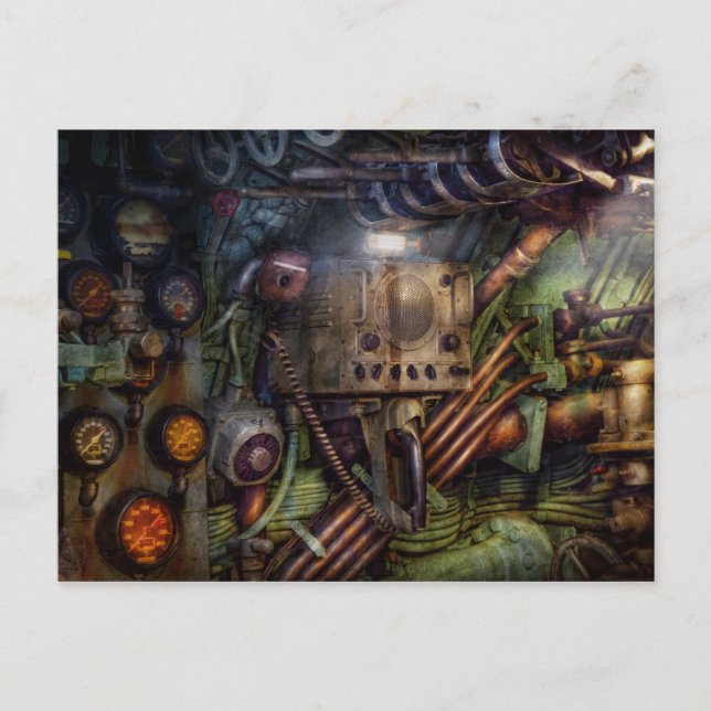 Cartão Postal Steampunk - Naval - A estação de comunicação (Frente)