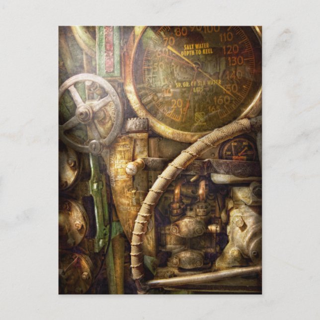 Cartão Postal Steampunk - Naval - Veja a profundidade (Frente)