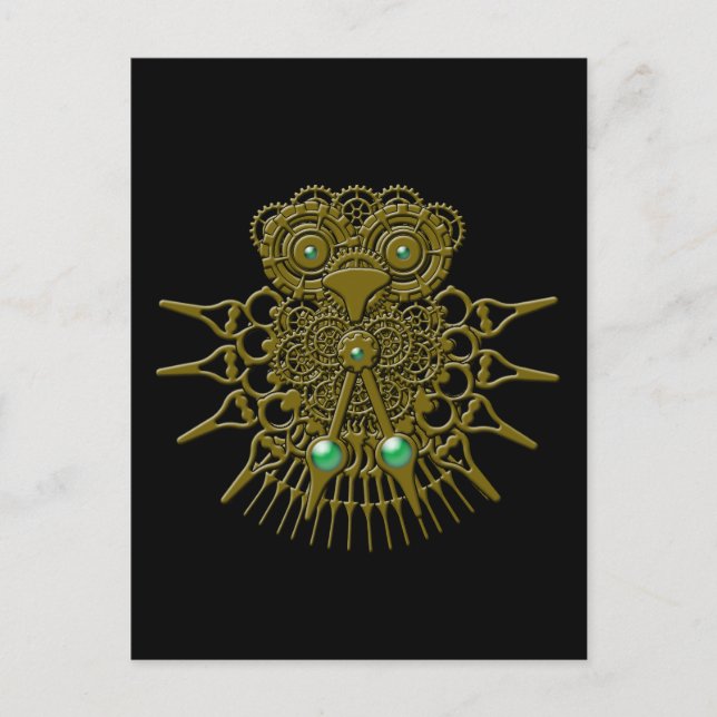 Cartão Postal Steampunk Owl (Frente)