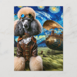 Cartão Postal Steampunk Poodle Van Gogh