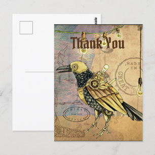 Cartão Postal Steampunk Raven Obrigado 