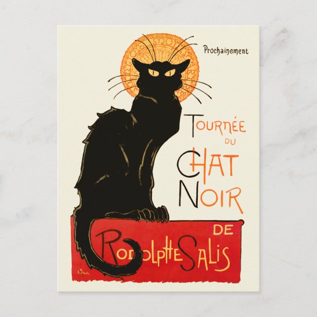 Cartão Postal Steinlen Black Cat Classic French Trabalho de arte (Frente)