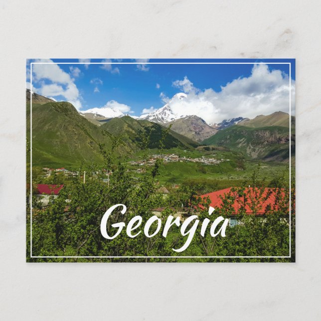 Cartão Postal Stepantsminda Kazbegi Georgia Gergeti Caucuses (Frente)