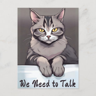 Cartão Postal Stern Tabby Cat exige uma palestra séria