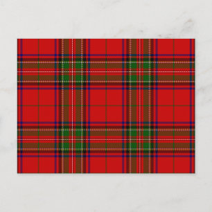 Cartão Postal Stewart / Stuart tartan xadrez vermelha
