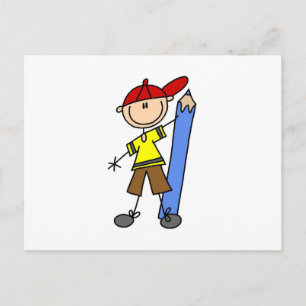 Cartão Postal Stick Boy com Lápis