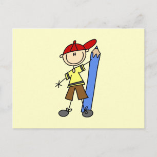Cartão Postal Stick Boy com Lápis