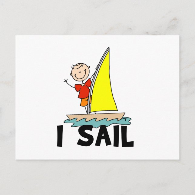 Cartão Postal Stick Figure Boy I Sail (Frente)
