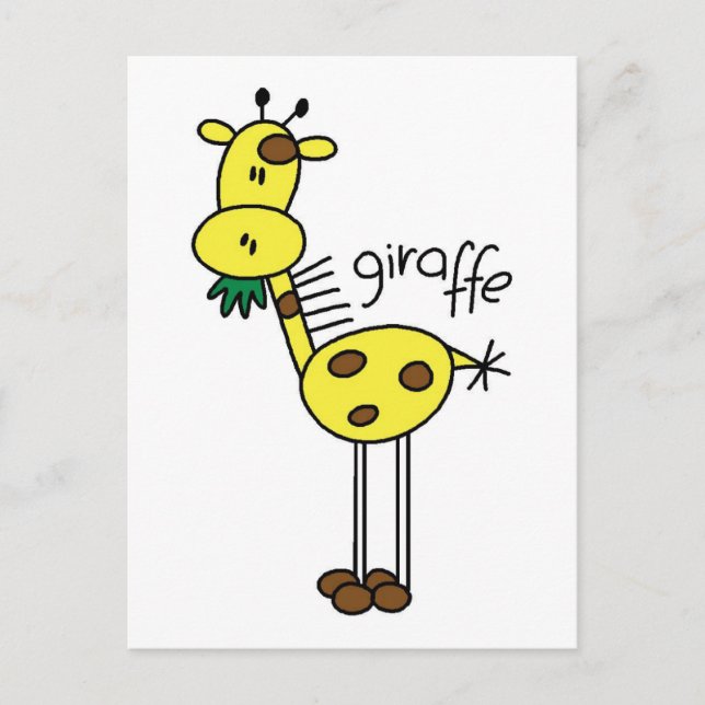 Cartão Postal Stick Figure Giraffe T-shirts e presentes (Frente)