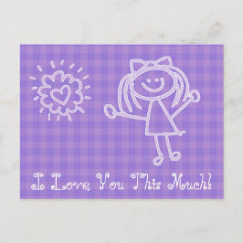 Cartão Postal Stick Figure Girl | Eu Te Amo Tanto