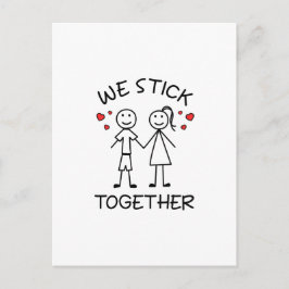 Cartão Postal Stick Figure Stickman Casais Dia de os namorados L