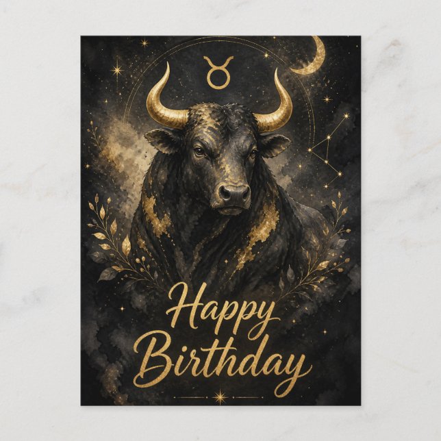 Cartão Postal Stier Happy Birthday Sternzeichen Design (Frente)