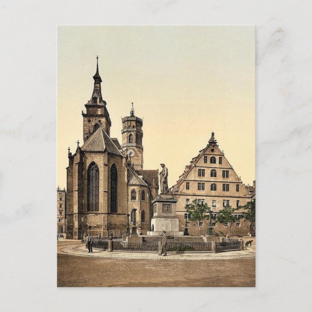 Cartão Postal Stiftkirche, Stuttgart, Wurtemburg, Alemanha rara  (Frente)