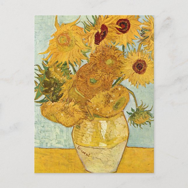Cartão Postal Stilleben mit 12 Sonnenblumen de Vincent van Gogh (Frente)
