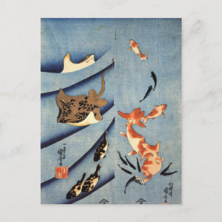 Cartão Postal Stingrays por Utagawa Kuniyoshi