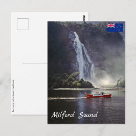 Cartão Postal Stirling cai no som de Milford - Nova Zelândia