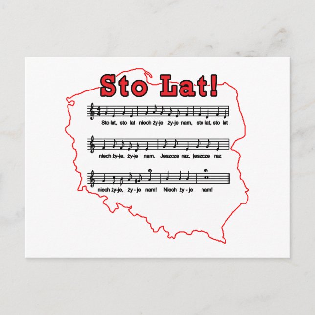 Cartão Postal Sto Lat! Mapa Polonês da Música (Frente)