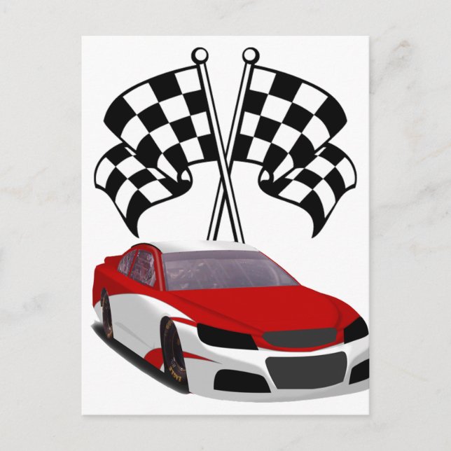 Cartão Postal Stockcar Racing & Flags (Frente)