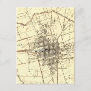 Cartão Postal Stockton California Vintage Map